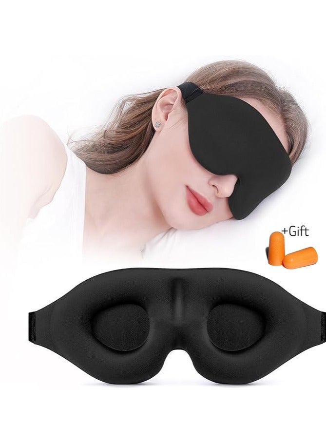 3D Contoured Sleep Mask for Women & Men – Ultra Soft Eye Mask with Adjustable Strap, Light Blocking Blindfold for Travel, Naps, Night Shift, and Relaxation - Image 1